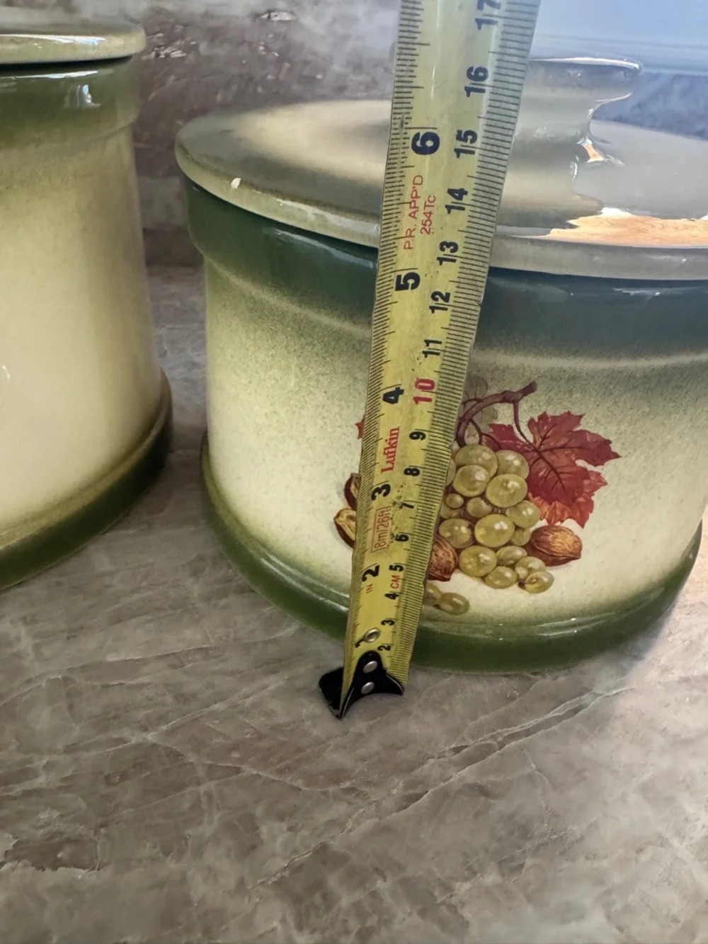Vintage‎ Ceramic Fruit Canister Set Green Ombre Farmhouse Kitchen